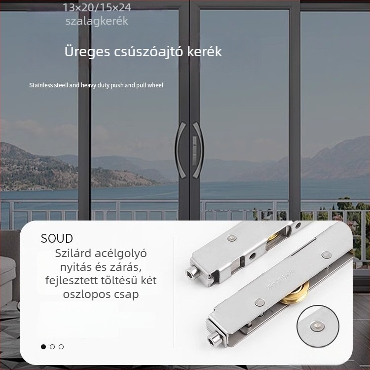 Erkély tolóajtó alsó görgő, szénacélból, modell H20230422, Shouli márka, ajtók és ablakokhoz, modern minimalista stílus.