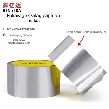 Liner nélküli alumíniumfólia szalag, magas hőmérséklet-ellenálló, vízálló, külső csővédelmet és burkolást szolgáló