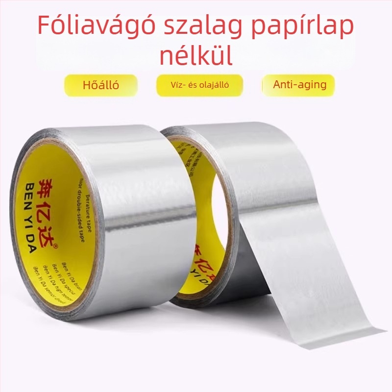 Liner nélküli alumíniumfólia szalag, magas hőmérséklet-ellenálló, vízálló, külső csővédelmet és burkolást szolgáló