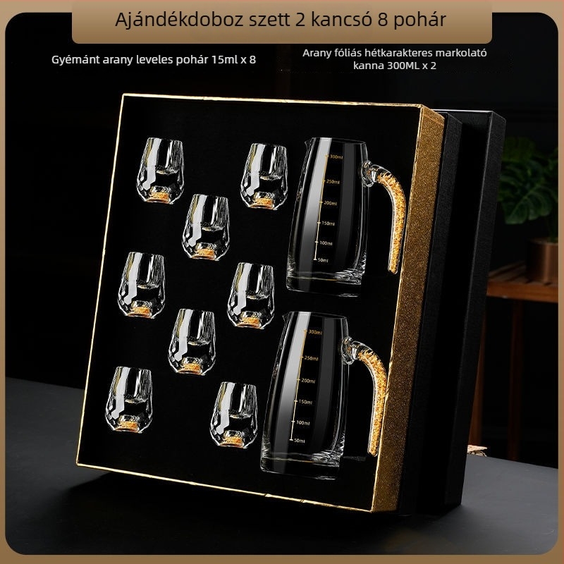 Szeszes italokhoz való pohárkészlet, kristályüveg, gyémánt modell, kapacitás 1–100 ml
