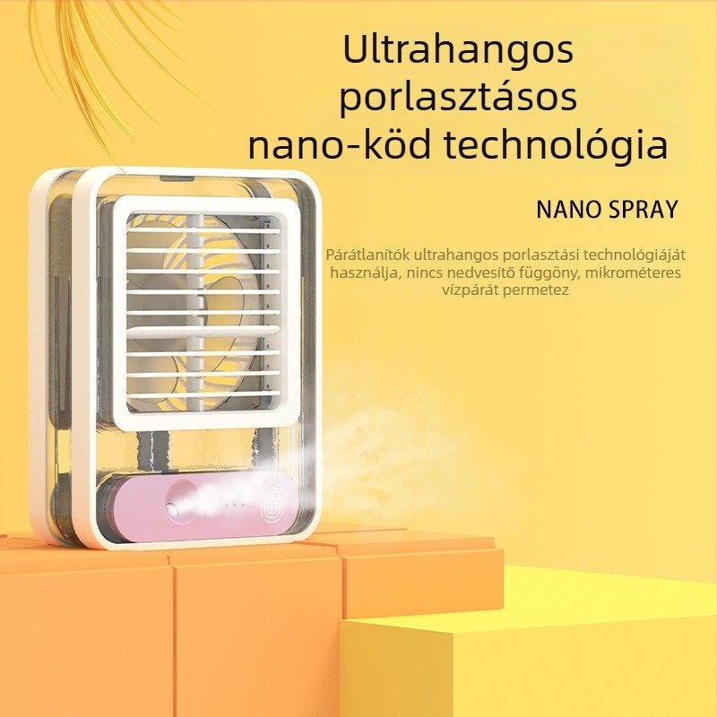 Új mini léghűtő ventilátor spray-vel, USB-ről tölthető, hordozható személyes ventilátor