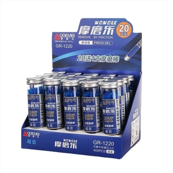 Odami 20 darab gél toll töltőanyag, toló-eraszív mechanizmushoz, 0,5 mm – Crystal Blue és Carbon Black