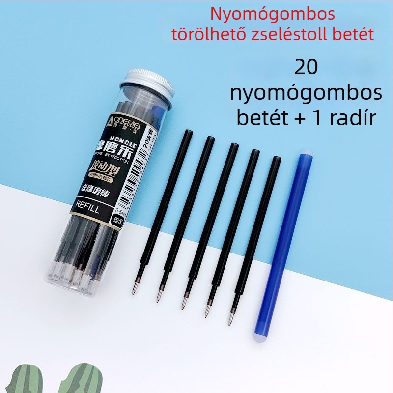 Odami 20 darab gél toll töltőanyag, toló-eraszív mechanizmushoz, 0,5 mm – Crystal Blue és Carbon Black