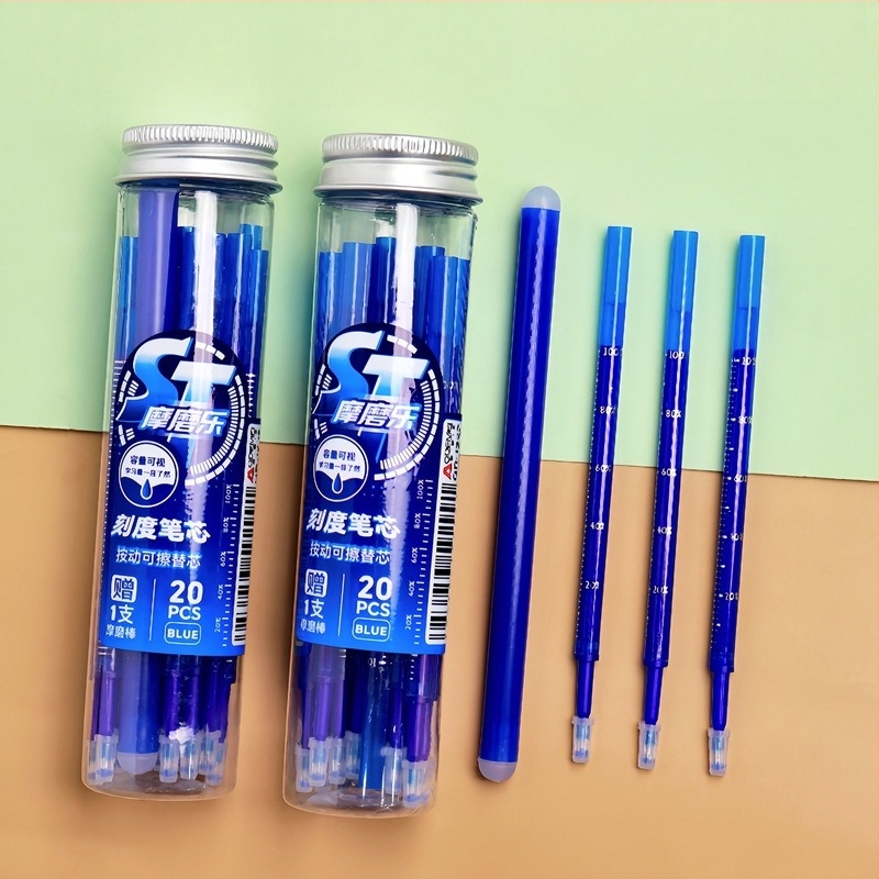 Odami 20 darab gél toll töltőanyag, toló-eraszív mechanizmushoz, 0,5 mm – Crystal Blue és Carbon Black