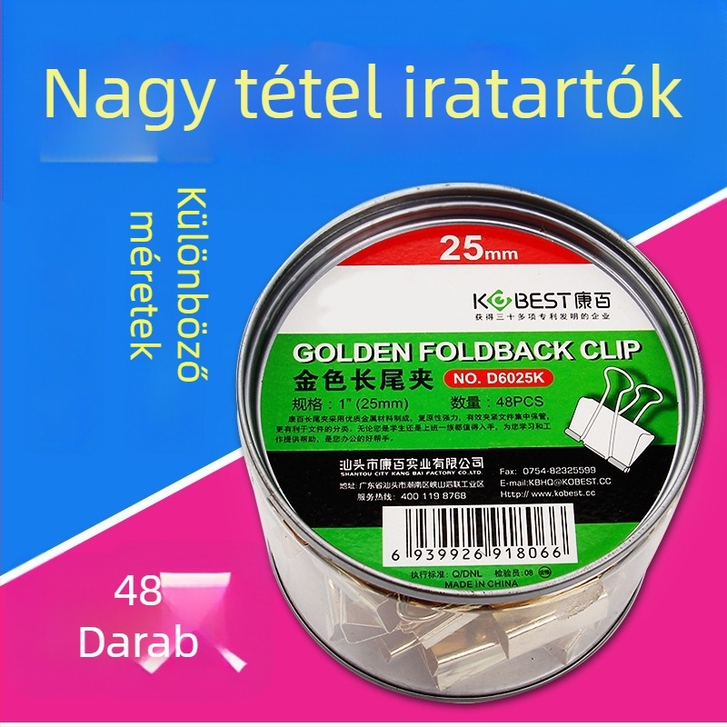 Iroda fém klip | Hosszú farok kialakítás | Márka: KOBEST Kangbai; Anyag: Fém; Típus: Üreges fém klip