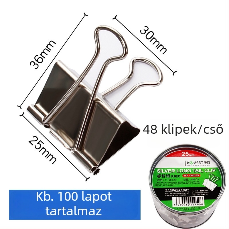Iroda fém klip | Hosszú farok kialakítás | Márka: KOBEST Kangbai; Anyag: Fém; Típus: Üreges fém klip