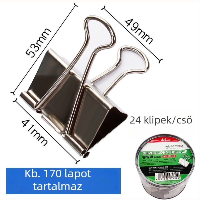 Iroda fém klip | Hosszú farok kialakítás | Márka: KOBEST Kangbai; Anyag: Fém; Típus: Üreges fém klip