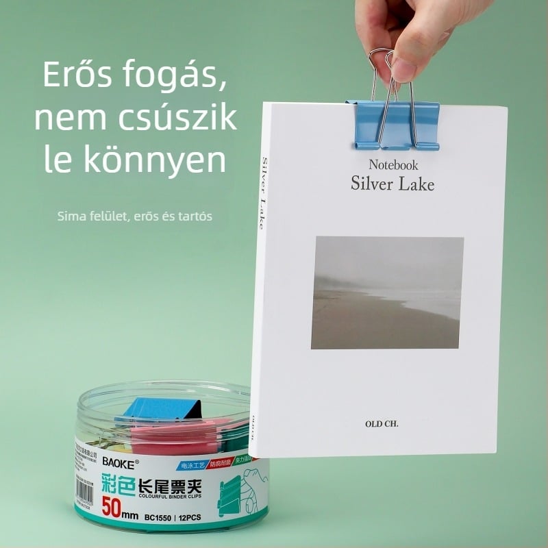 Baoke színes hosszú farkú papírtűzőkapcsok, nagy és kis méretben, diákdokumentumok és vizsgalapok rendezésére, irodai iratszervező kapcsok