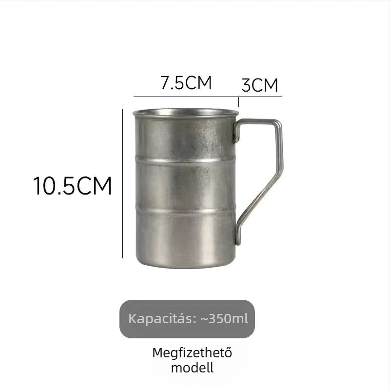Sörös bögre 304 rozsdamentes acélból, retro stílus, New Platinum márka