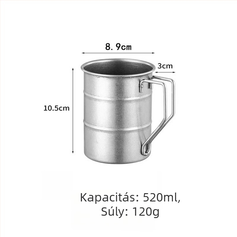 Sörös bögre 304 rozsdamentes acélból, retro stílus, New Platinum márka