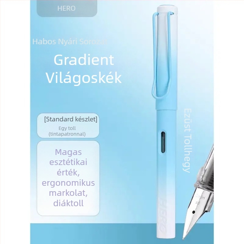 HERO 1359 Galaktikus toll – vékony hegye, ergonómikus fogása harmadik osztályos diákok számára, két tinta-tartályos rendszer, műanyag ház, dobozban.