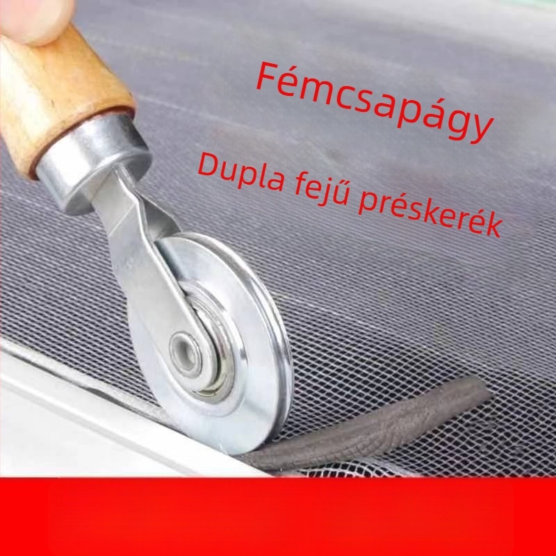 Ablak háló montázsához spline görgővel tervezett eszköz, háló telepítéséhez (tartalmaz roller, szalag és kampó)