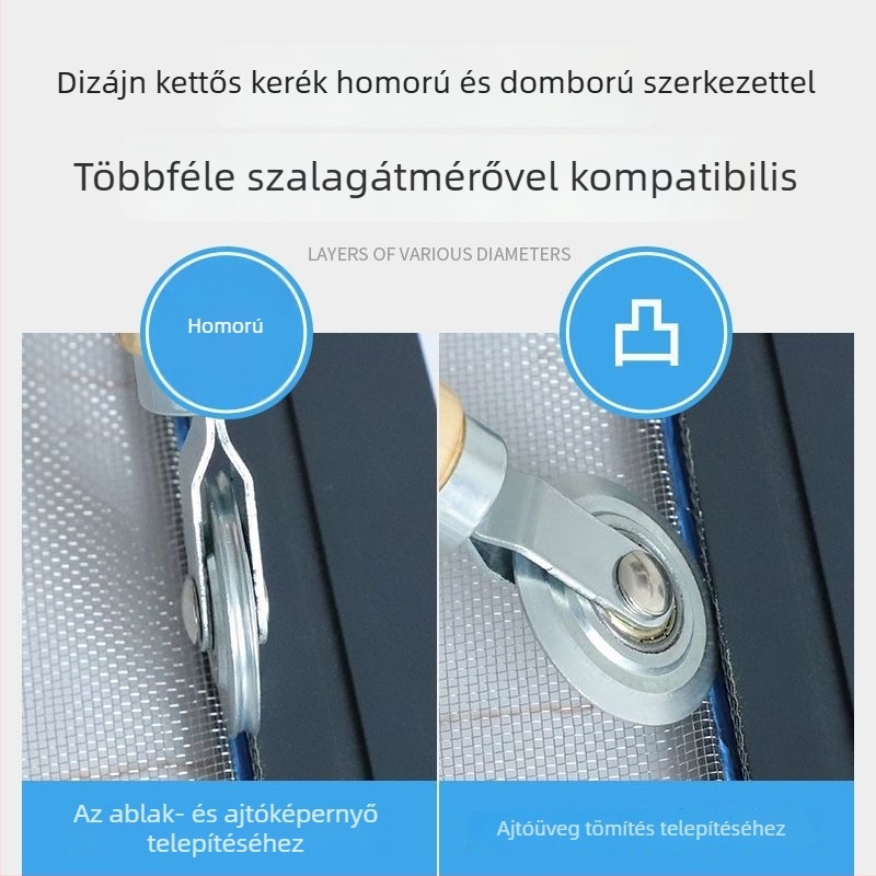 Ablak háló montázsához spline görgővel tervezett eszköz, háló telepítéséhez (tartalmaz roller, szalag és kampó)