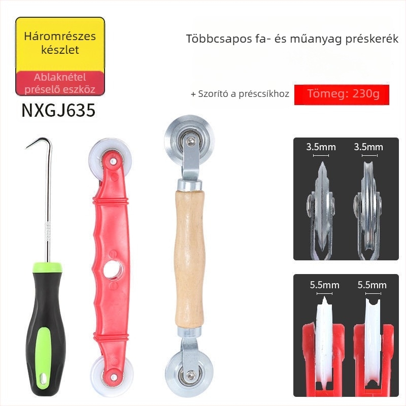 Ablak háló montázsához spline görgővel tervezett eszköz, háló telepítéséhez (tartalmaz roller, szalag és kampó)