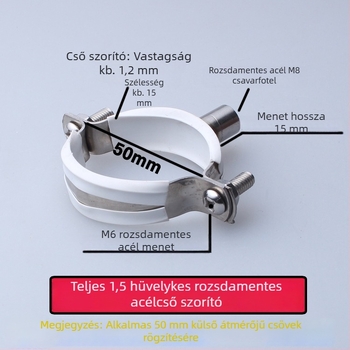 Rozsdamentes acél vízcső karika PVC csatornázási klippel, rögzítő állvány; névleges Ø75 mm, rögzítő Ø75 mm