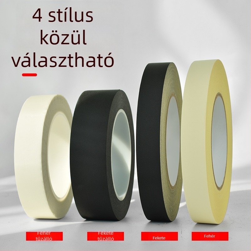 Fehér ecetsav szövetszalag magas hőmérsékletű szigetelésre LCD-javításhoz, elválasztó papírral; vastagság 0.2 mm; hőállóság: hosszú táv 100°C, rövid táv 180°C; hordozó: ecetsav szövet; papírtok; eredet Dongguan