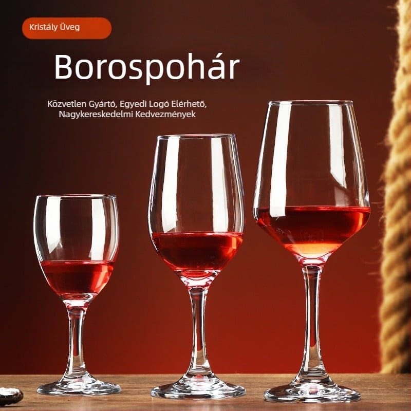 Vörösboros pohár készlet – üveg, modern minimalista stílus, kapacitás 201–300 ml, 2 darab