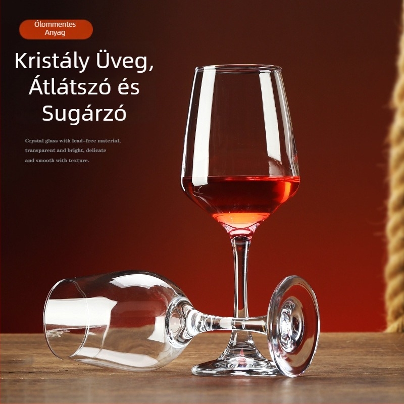 Vörösboros pohár készlet – üveg, modern minimalista stílus, kapacitás 201–300 ml, 2 darab
