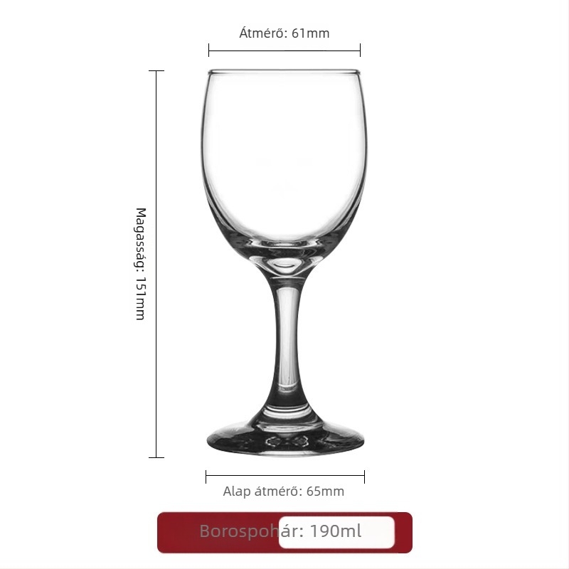 Vörösboros pohár készlet – üveg, modern minimalista stílus, kapacitás 201–300 ml, 2 darab