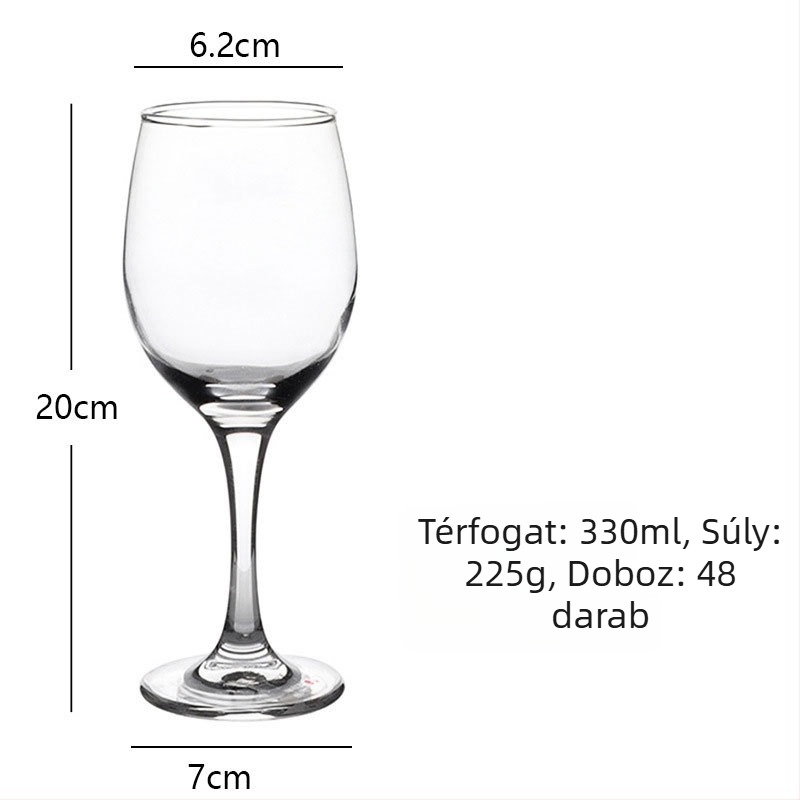 Vörösboros pohár készlet – üveg, modern minimalista stílus, kapacitás 201–300 ml, 2 darab