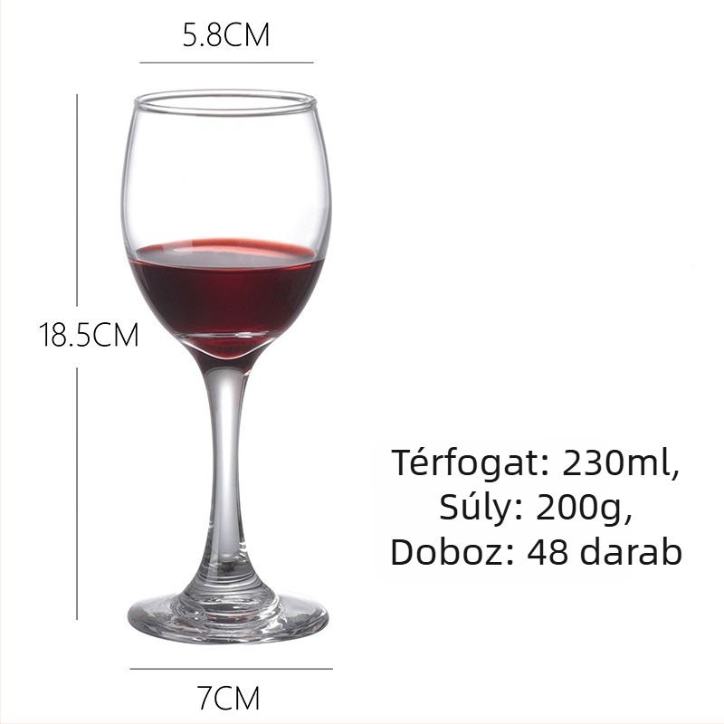 Vörösboros pohár készlet – üveg, modern minimalista stílus, kapacitás 201–300 ml, 2 darab