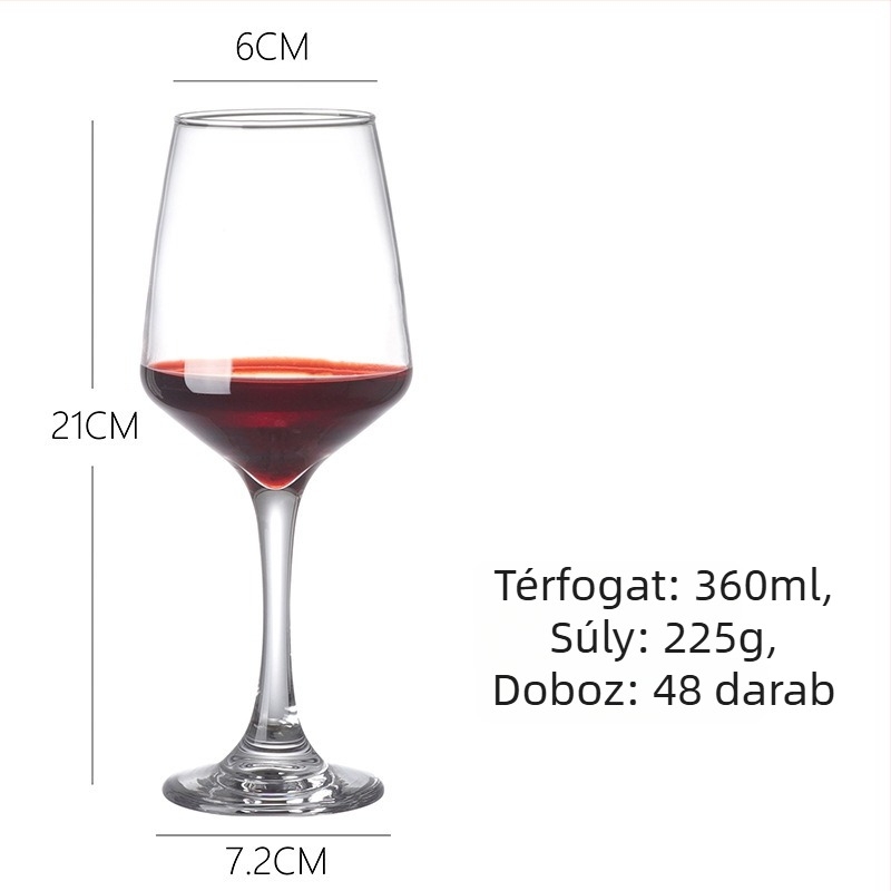 Vörösboros pohár készlet – üveg, modern minimalista stílus, kapacitás 201–300 ml, 2 darab