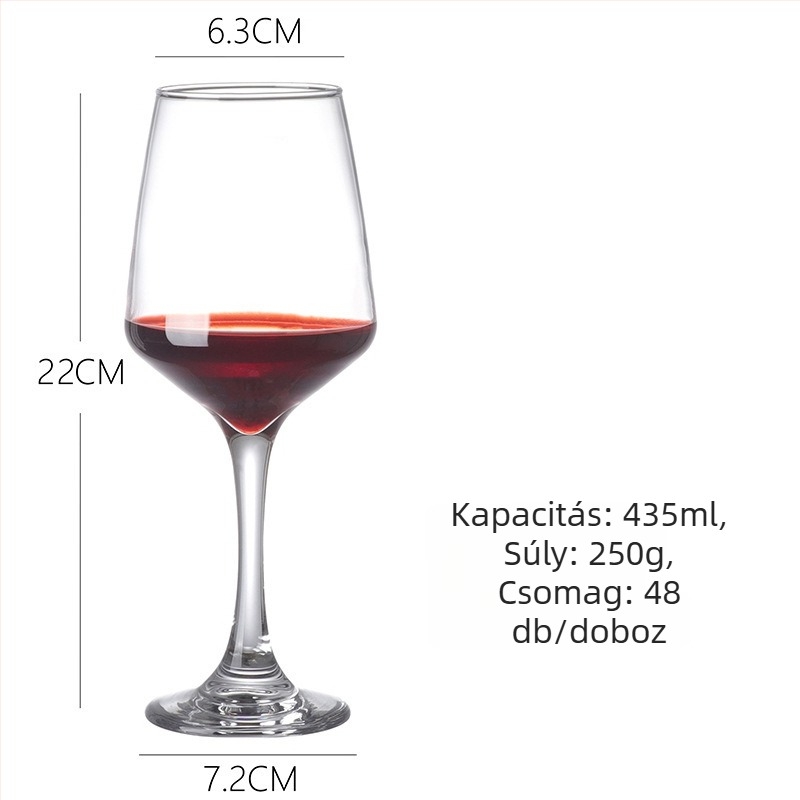 Vörösboros pohár készlet – üveg, modern minimalista stílus, kapacitás 201–300 ml, 2 darab