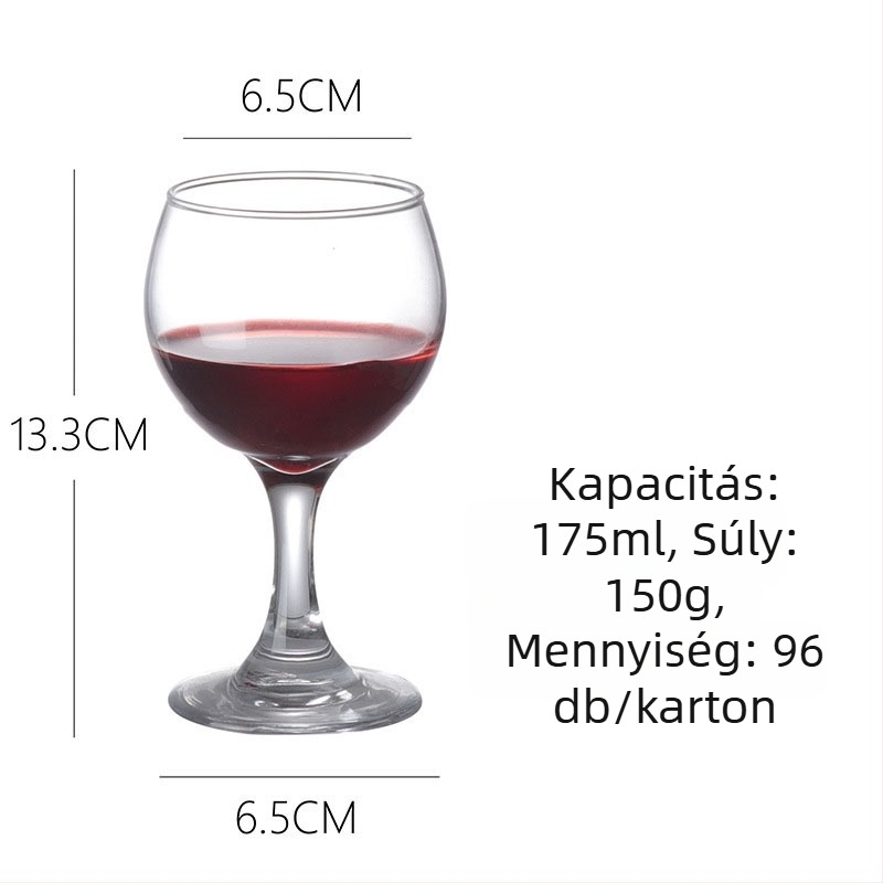 Vörösboros pohár készlet – üveg, modern minimalista stílus, kapacitás 201–300 ml, 2 darab