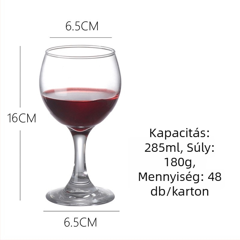 Vörösboros pohár készlet – üveg, modern minimalista stílus, kapacitás 201–300 ml, 2 darab
