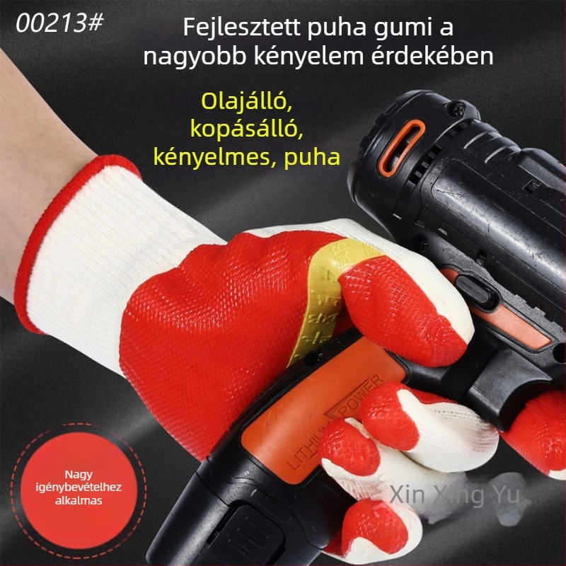 Altair Munkavédelmi kesztyűk puha gumírozott anti-slip felülettel, kopásálló, áthatolás- és szúrásálló, olajálló, 140 g, építkezési helyekre, logisztikára, mezőgazdaságra, erdőgazdaságra és autójavításra