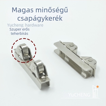 Üvegcsipkés görgő vitrintartóhoz, rozsdamentes acél/vas, OD 7.3, Ø3.7 tengely, max terhelés 15 kg