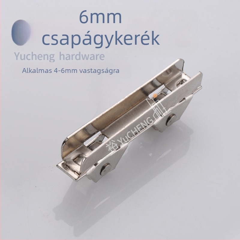 Üvegcsipkés görgő vitrintartóhoz, rozsdamentes acél/vas, OD 7.3, Ø3.7 tengely, max terhelés 15 kg