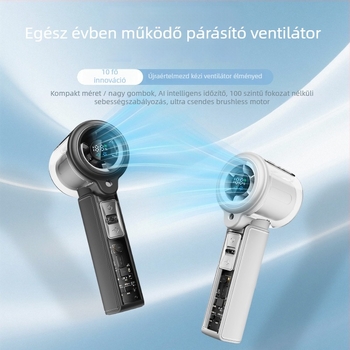 Kézi USB-töltéses mini turbóventilátor beépített 2000–4000mAh akkumulátorral, 5 sebesség, brushless motor, összecsukható és nyakba akasztható