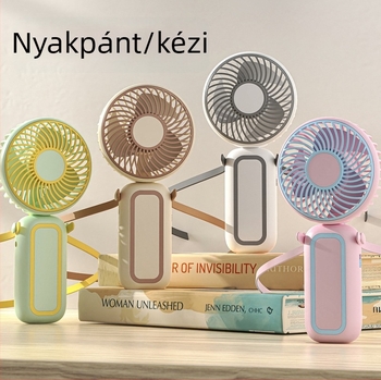 USB újratölthető nyak- és kézben használható mini ventilátor – összecsukható, 3 lapátos, kompakt