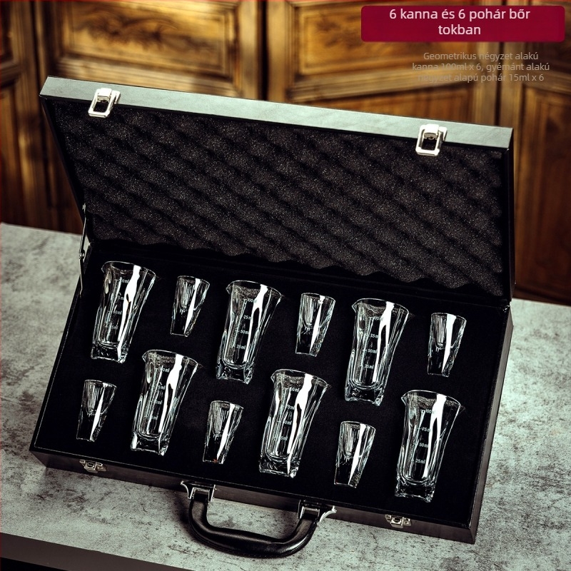 Kristályból készült szeszesital-pohár készlet, modern minimalista stílus, 3 db, 1-100 ml kapacitás