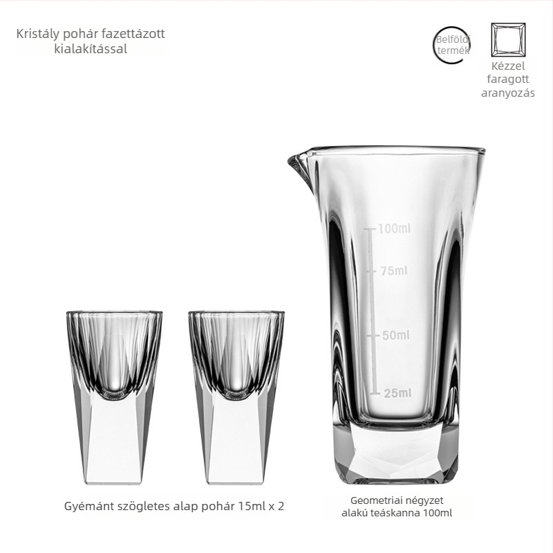 Kristályból készült szeszesital-pohár készlet, modern minimalista stílus, 3 db, 1-100 ml kapacitás