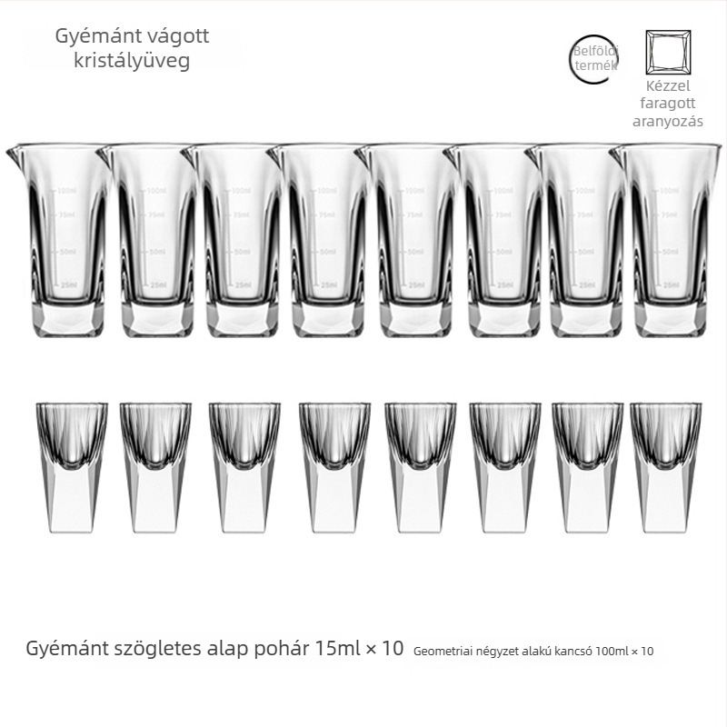 Kristályból készült szeszesital-pohár készlet, modern minimalista stílus, 3 db, 1-100 ml kapacitás