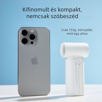 Kültéri mini hordozható ventilátor USB töltéssel, 5 lapát, 3 sebesség, brushless motor, ABS ház, 2000-4000mAh