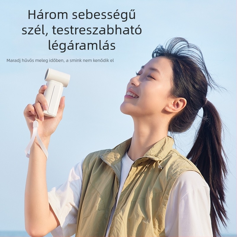 Kültéri mini hordozható ventilátor USB töltéssel, 5 lapát, 3 sebesség, brushless motor, ABS ház, 2000-4000mAh