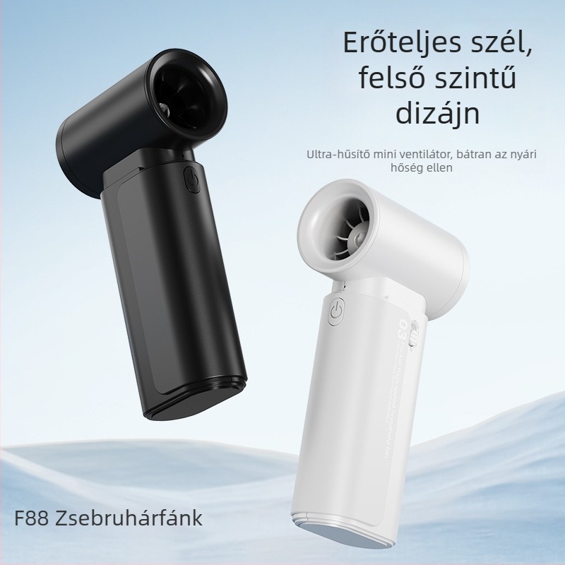 Kültéri mini hordozható ventilátor USB töltéssel, 5 lapát, 3 sebesség, brushless motor, ABS ház, 2000-4000mAh