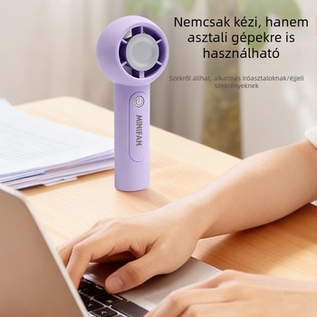 USB-töltéses kézi ventilátor, 5V 2.5W, 3 sebességfokozat, beépített 300–500 mAh akkumulátor