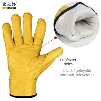Rongzhituo GTAW hegesztő kesztyűk – első réteg juh- és tehénbőrből, hegesztéshez, magas hőmérséklet-tűrés, égési sérülések elleni védelem, kopásálló, 120 g