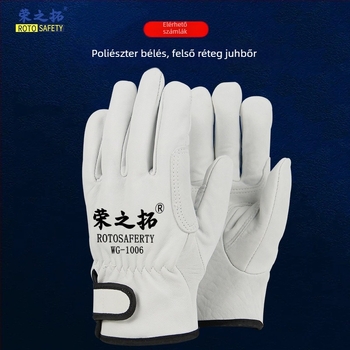 Rongzhituo GTAW hegesztő kesztyűk – első réteg juh- és tehénbőrből, hegesztéshez, magas hőmérséklet-tűrés, égési sérülések elleni védelem, kopásálló, 120 g