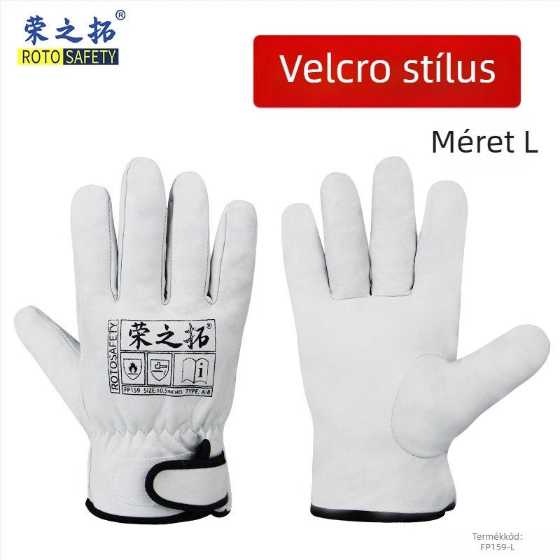 Rongzhituo GTAW hegesztő kesztyűk – első réteg juh- és tehénbőrből, hegesztéshez, magas hőmérséklet-tűrés, égési sérülések elleni védelem, kopásálló, 120 g