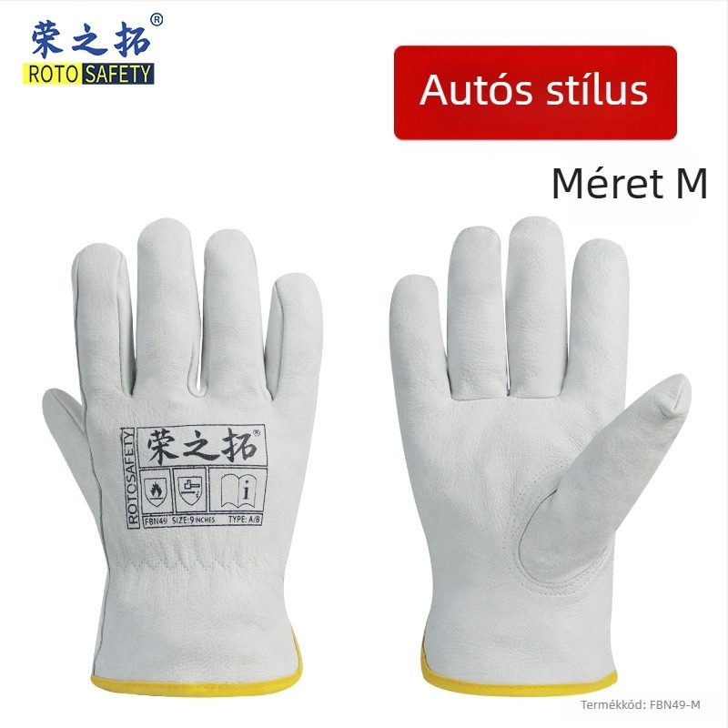 Rongzhituo GTAW hegesztő kesztyűk – első réteg juh- és tehénbőrből, hegesztéshez, magas hőmérséklet-tűrés, égési sérülések elleni védelem, kopásálló, 120 g