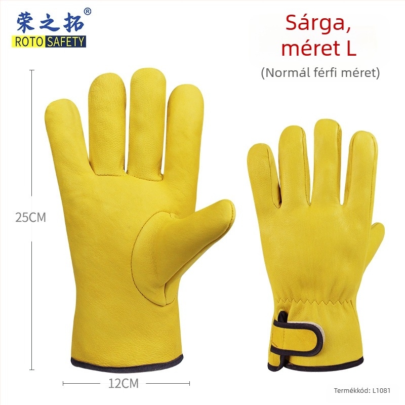 Rongzhituo GTAW hegesztő kesztyűk – első réteg juh- és tehénbőrből, hegesztéshez, magas hőmérséklet-tűrés, égési sérülések elleni védelem, kopásálló, 120 g