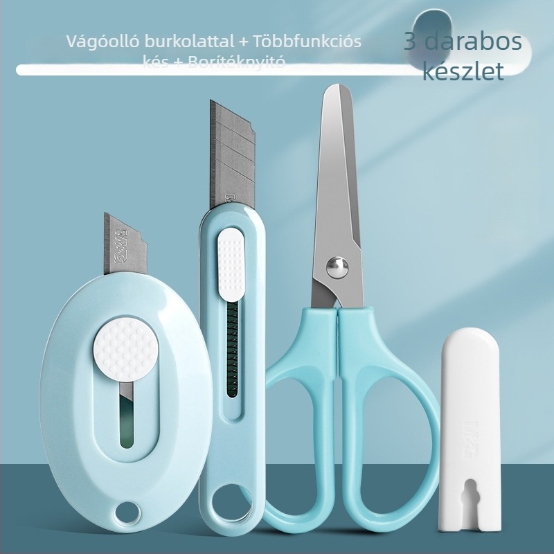 Univerzális kés ollóval és doboznyitóval – Modell 960, Anyag: műanyag, Nettó tömeg: 100 g, Márka: M&g / Morning Light