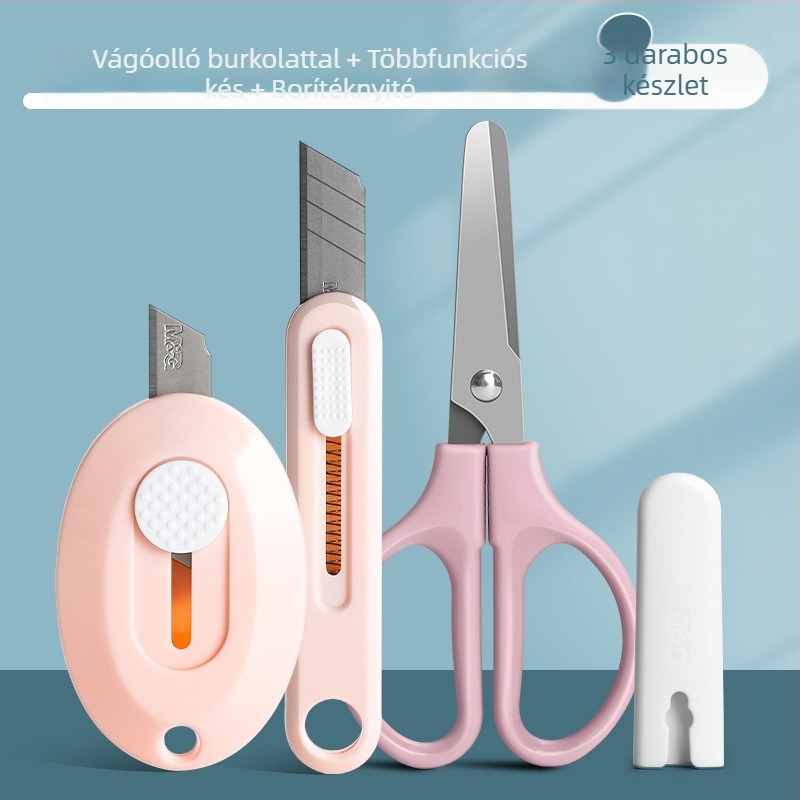 Univerzális kés ollóval és doboznyitóval – Modell 960, Anyag: műanyag, Nettó tömeg: 100 g, Márka: M&g / Morning Light