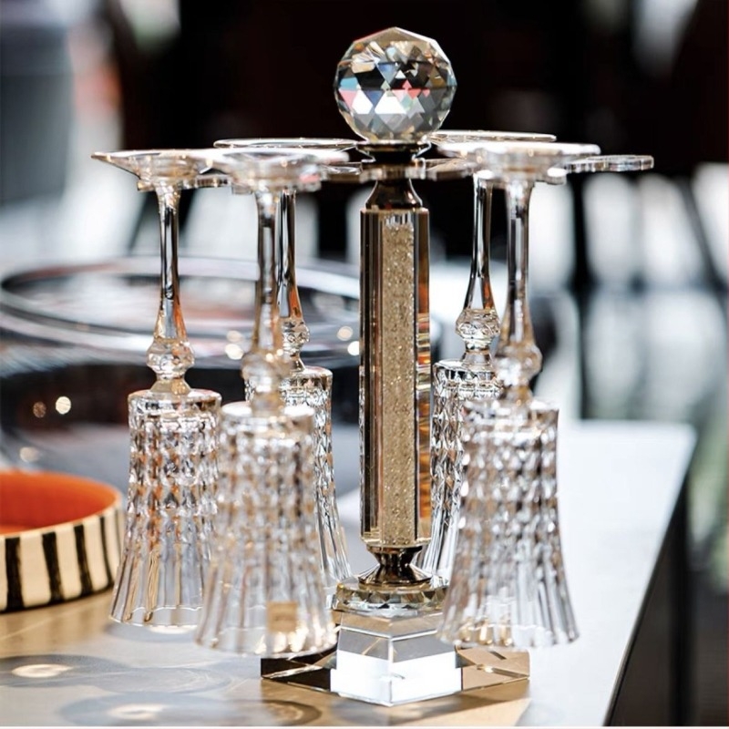 Kristály vörösbor pohár készlet dekantőrrel és pohárállvánnyal – teljes otthoni használatra