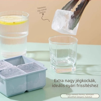 Szilikon jégkocka forma, fedéllel, gyorsfagyasztás, könnyű kiemelés